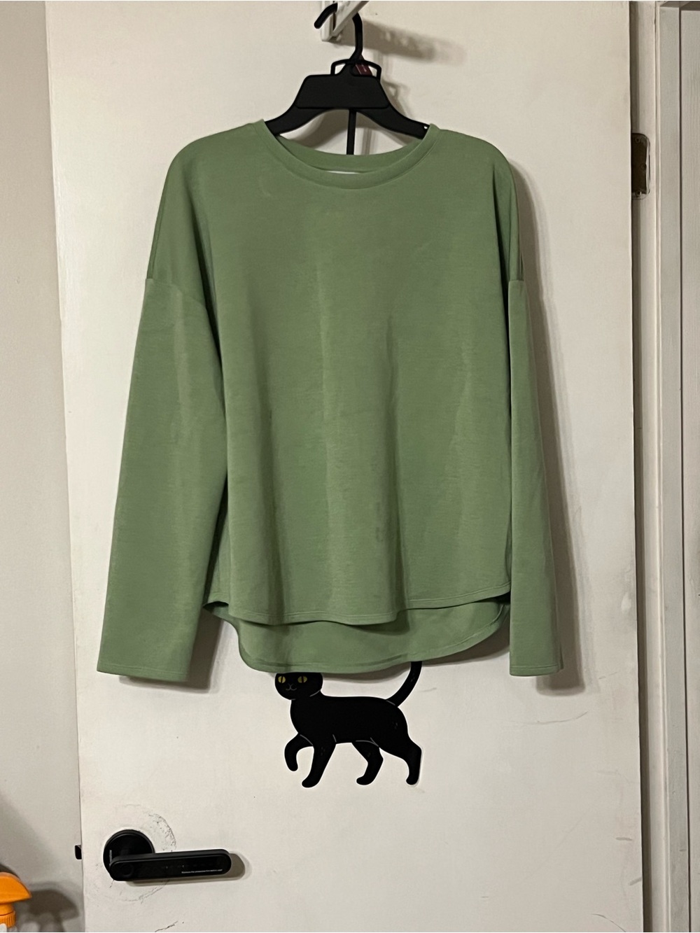 crown & ivy Sage Green Layered-Hem Crewneck Sweater
